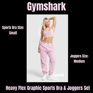 Gymshark Dolly Pink Heavy Flex Sweatshirt Bralette and Joggers Set